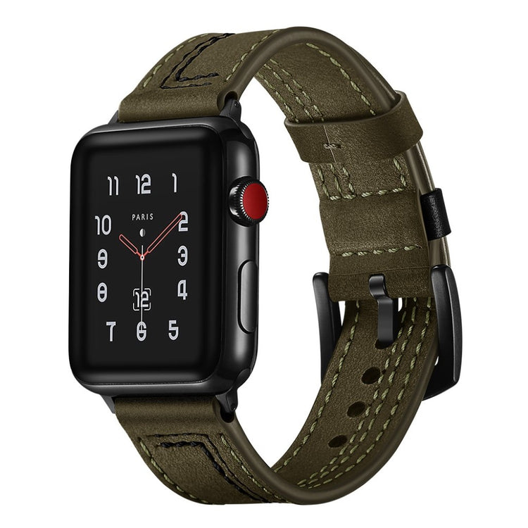 Mega godt Apple Watch Series 5 40mm Ægte læder Rem - Grøn#serie_2