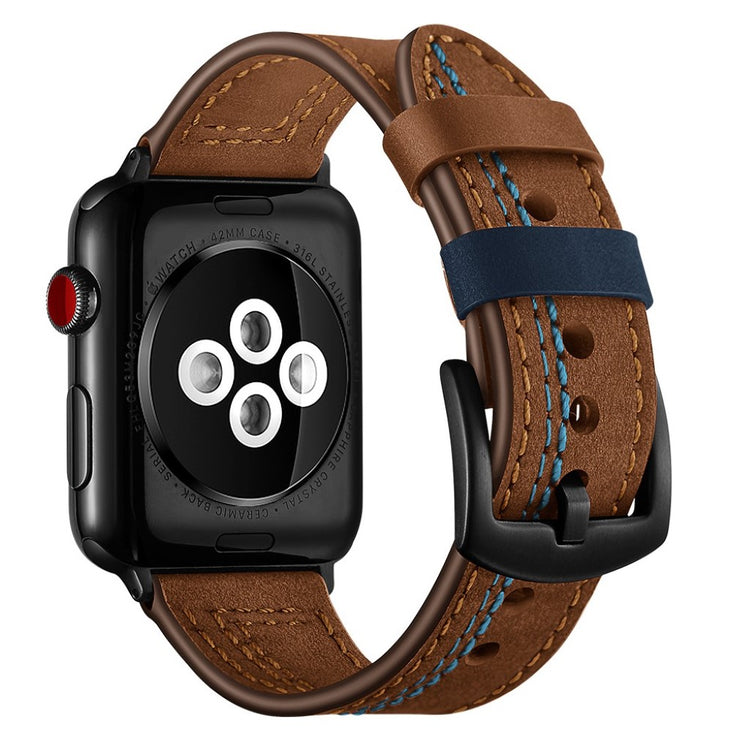 Mega godt Apple Watch Series 5 40mm Ægte læder Rem - Brun#serie_3