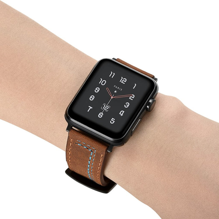 Mega godt Apple Watch Series 5 40mm Ægte læder Rem - Brun#serie_3