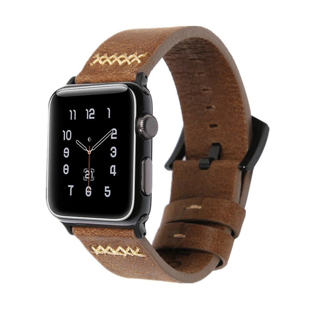 Meget elegant Apple Watch Series 5 40mm Ægte læder Rem - Brun#serie_1