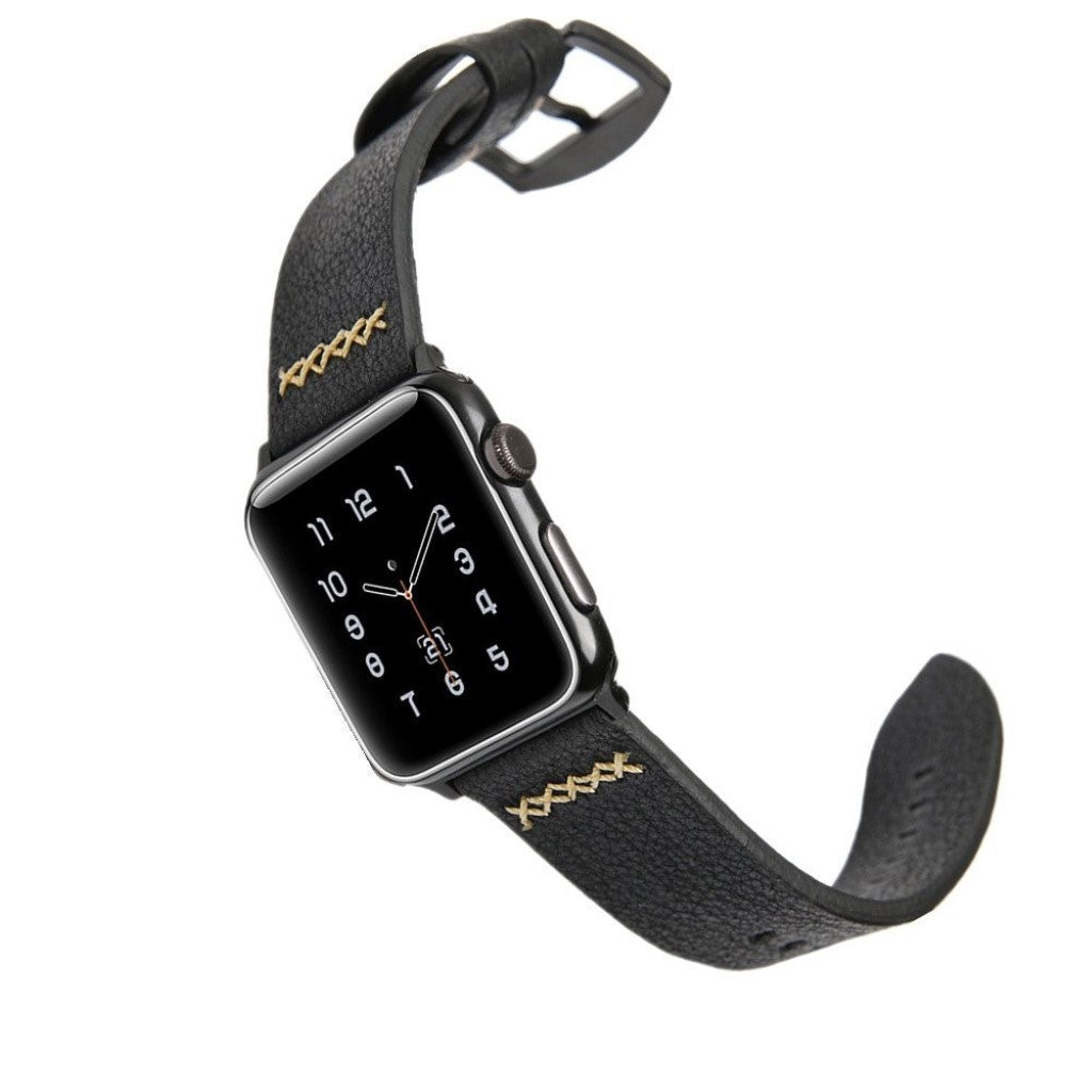 Meget elegant Apple Watch Series 5 40mm Ægte læder Rem - Sort#serie_2