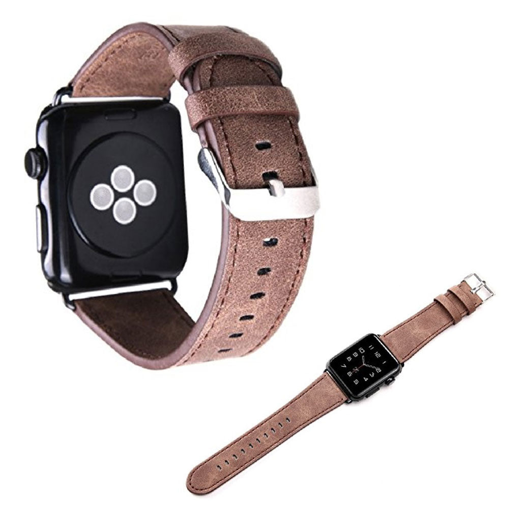 Flot Apple Watch Series 5 40mm Ægte læder Rem - Brun#serie_2