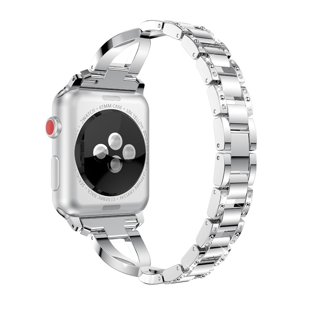 Mega fint Apple Watch Series 5 40mm Metal og Rhinsten Rem - Sølv#serie_1