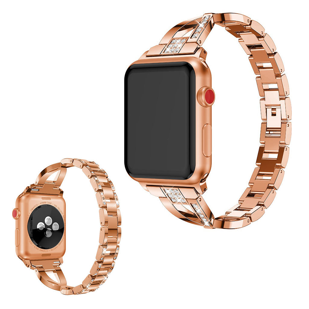 Mega fint Apple Watch Series 5 40mm Metal og Rhinsten Rem - Pink#serie_2