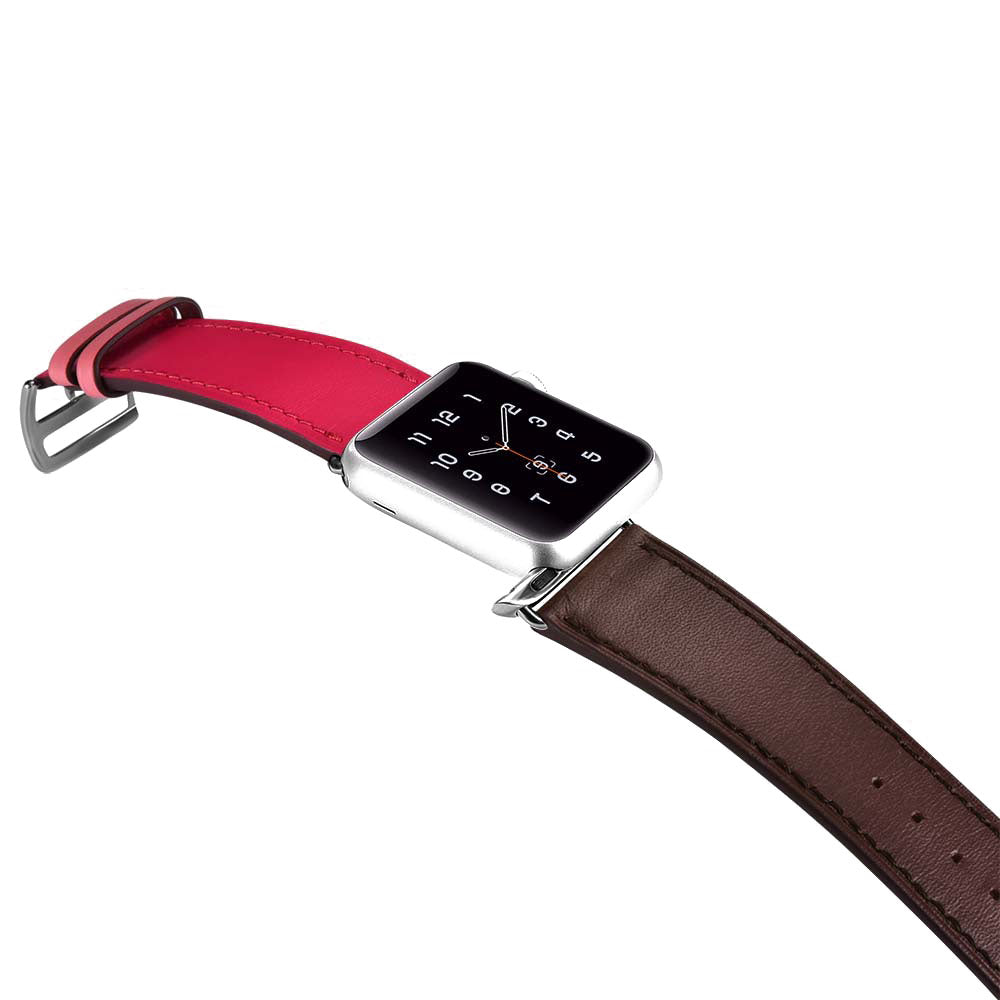 Helt vildt hårdfør Apple Watch Series 5 40mm Ægte læder Rem - Brun#serie_2