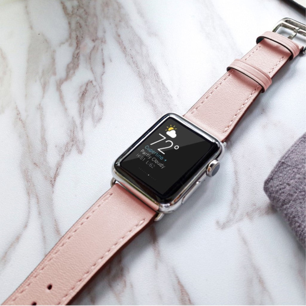 Meget sejt Apple Watch Series 5 40mm Ægte læder Rem - Pink#serie_1