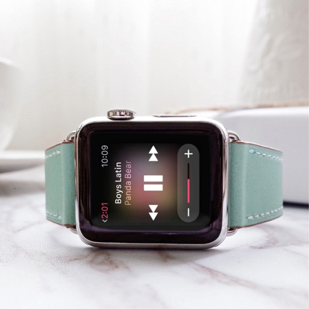 Meget sejt Apple Watch Series 5 40mm Ægte læder Rem - Grøn#serie_2