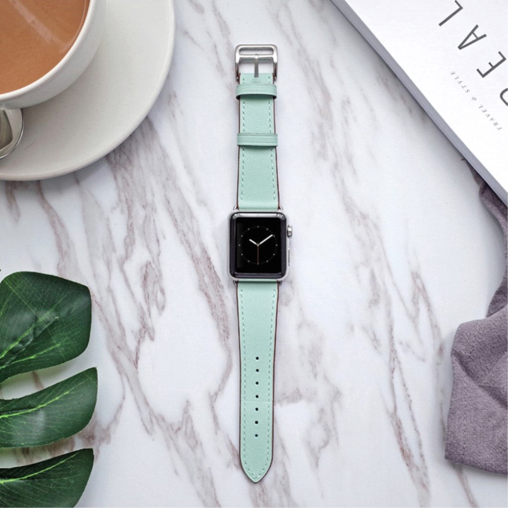 Meget sejt Apple Watch Series 5 40mm Ægte læder Rem - Grøn#serie_2