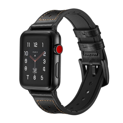 Apple Watch Series 5 40mm / Apple Watch 40mm Ægte læder Rem - Sort#serie_2