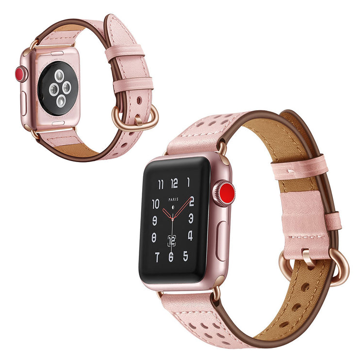  Apple Watch Series 5 40mm / Apple Watch 40mm Ægte læder Rem - Pink#serie_3