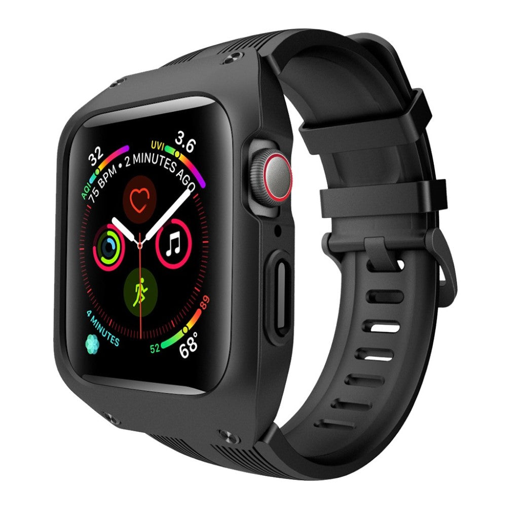 Helt vildt pænt Apple Watch Series 5 44mm Silikone Rem - Sort#serie_1