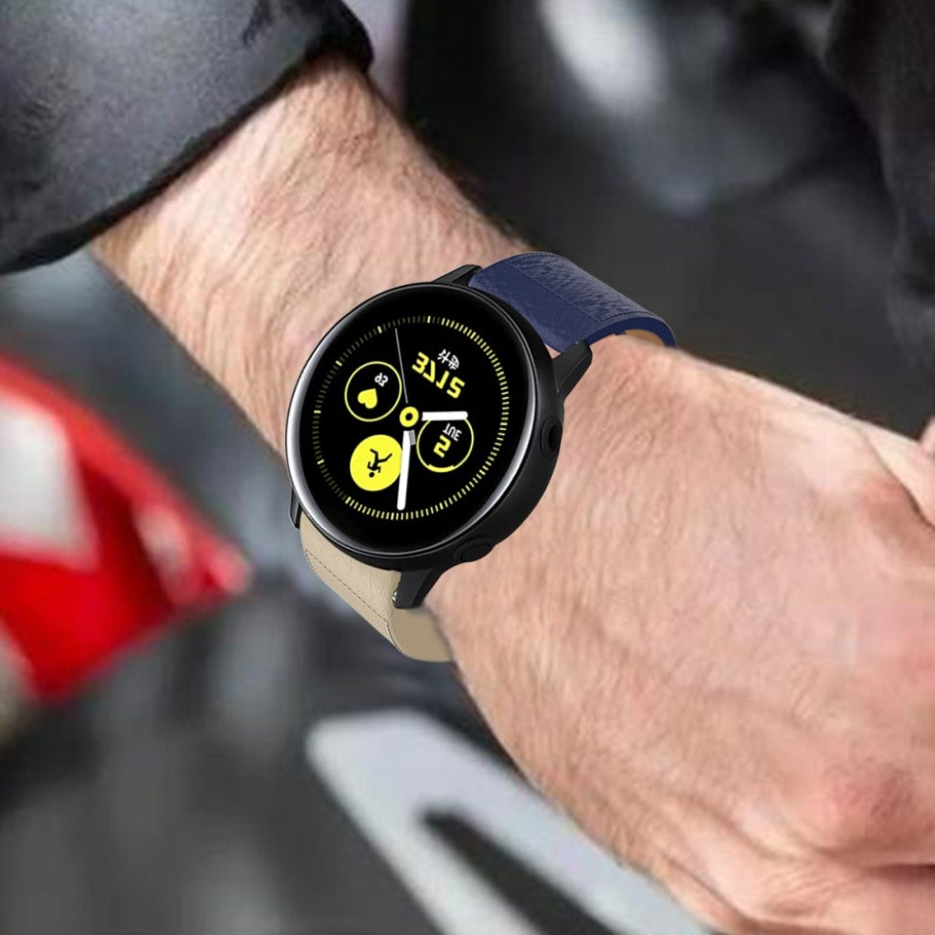 Komfortabel Apple Watch Series 5 44mm Ægte læder Rem - Blå#serie_3