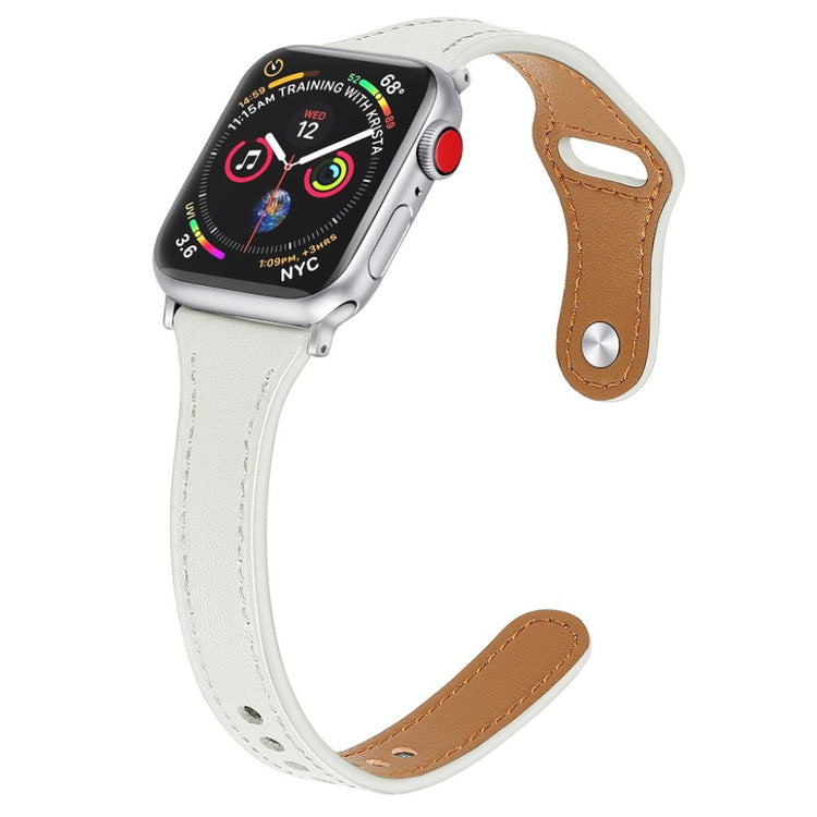 Rigtigt godt Apple Watch Series 5 44mm Ægte læder Rem - Hvid#serie_1