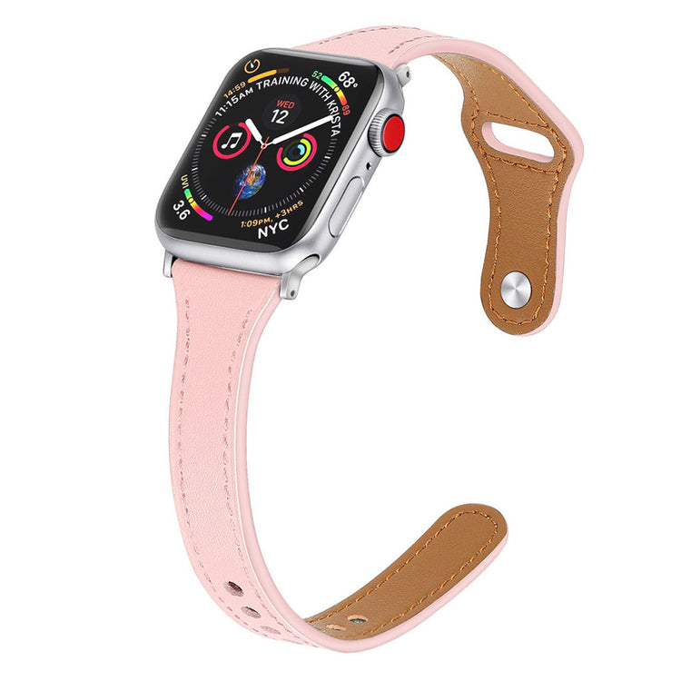 Rigtigt godt Apple Watch Series 5 44mm Ægte læder Rem - Pink#serie_2