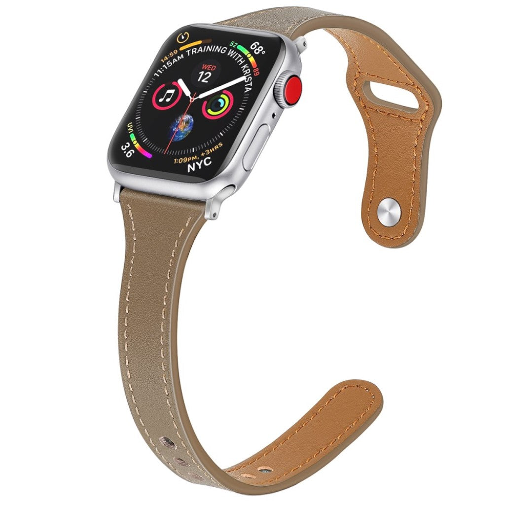 Rigtigt godt Apple Watch Series 5 44mm Ægte læder Rem - Beige#serie_4