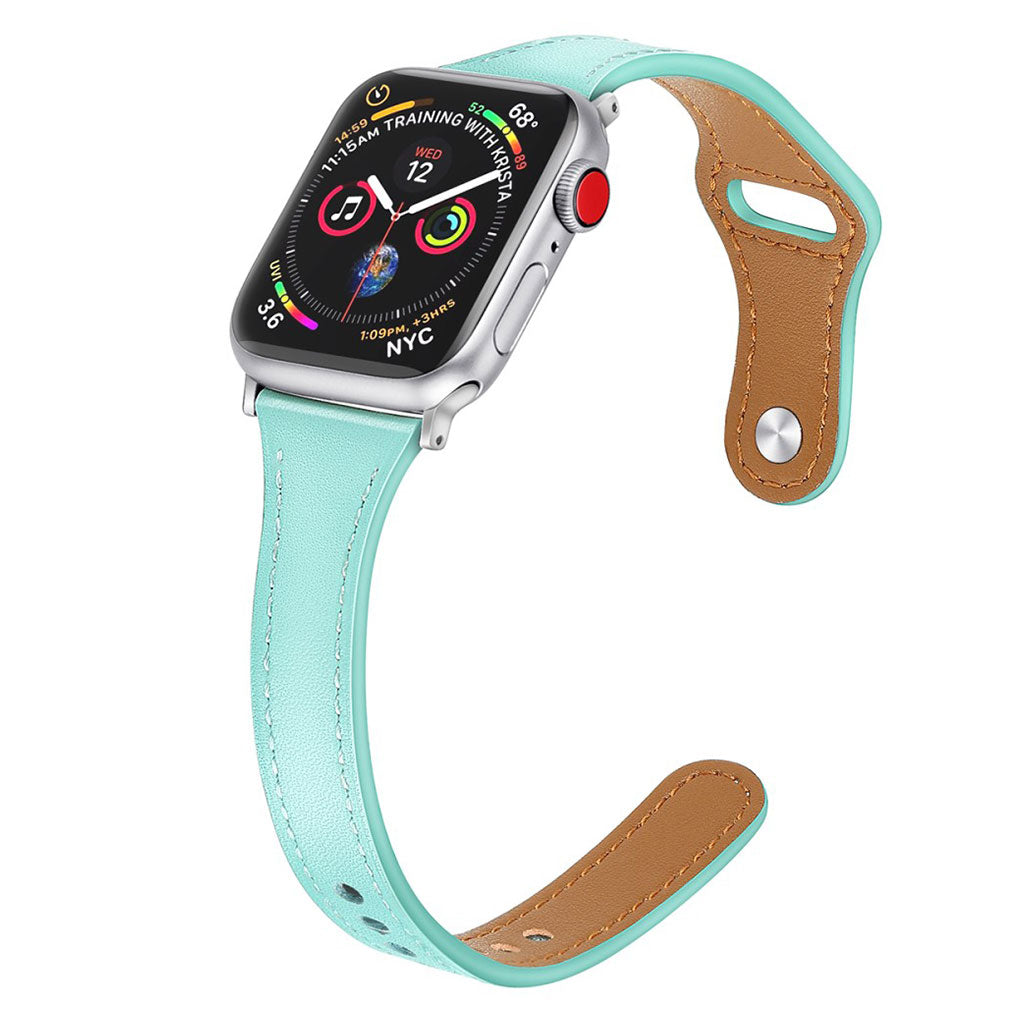 Rigtigt godt Apple Watch Series 5 44mm Ægte læder Rem - Grøn#serie_6