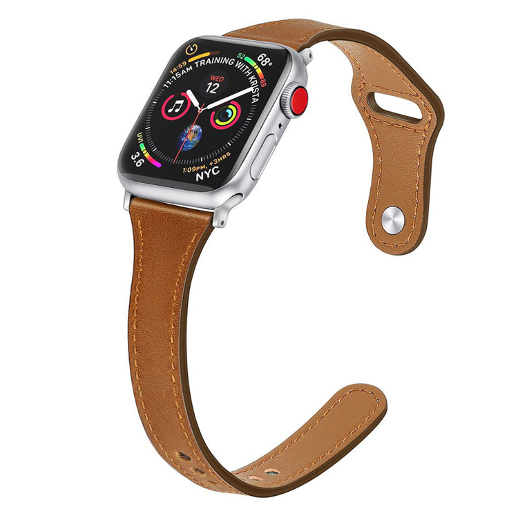 Rigtigt godt Apple Watch Series 5 44mm Ægte læder Rem - Brun#serie_7