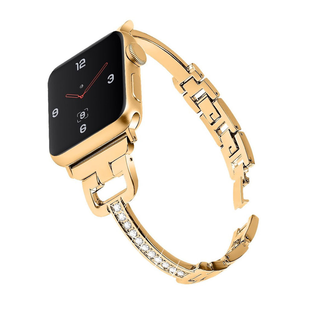  Apple Watch Series 5 44mm / Apple Watch 44mm Metal og Rhinsten Rem - Guld#serie_3