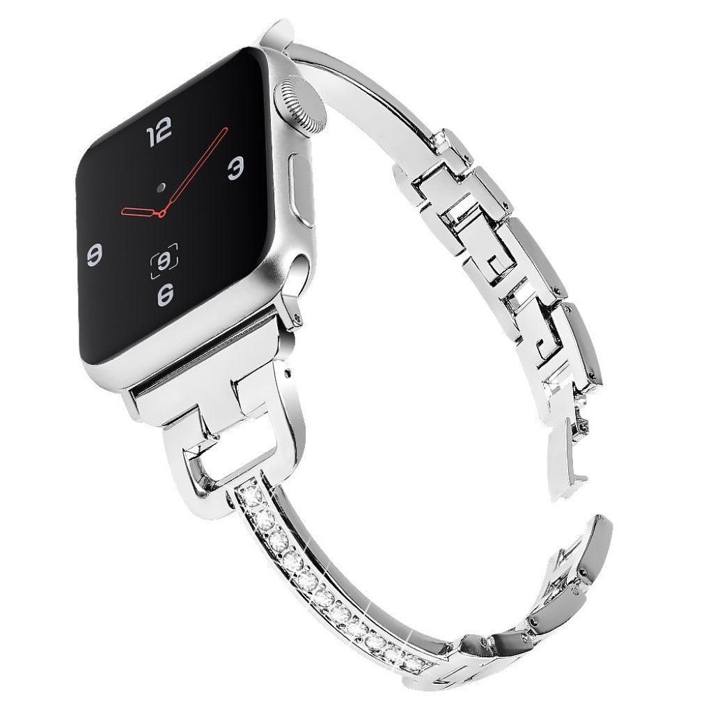  Apple Watch Series 5 44mm / Apple Watch 44mm Metal og Rhinsten Rem - Sølv#serie_6