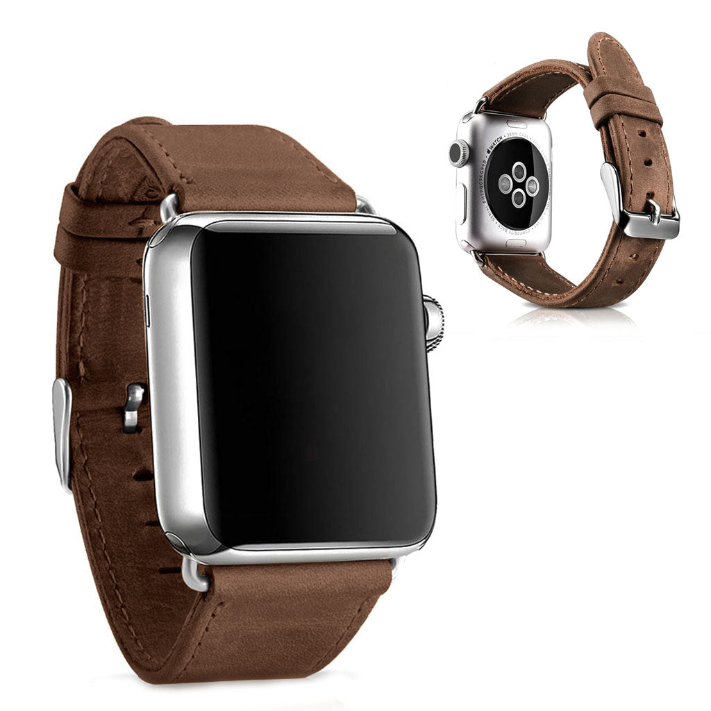  Apple Watch Series 5 44mm / Apple Watch 44mm Ægte læder Rem - Brun#serie_042