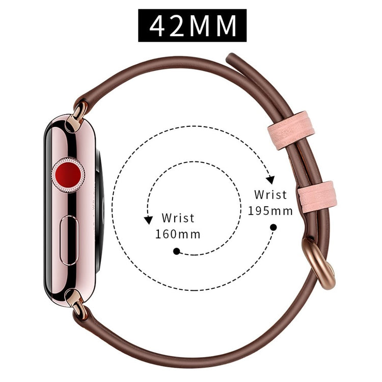  Apple Watch Series 5 44mm / Apple Watch 44mm Ægte læder Rem - Pink#serie_3