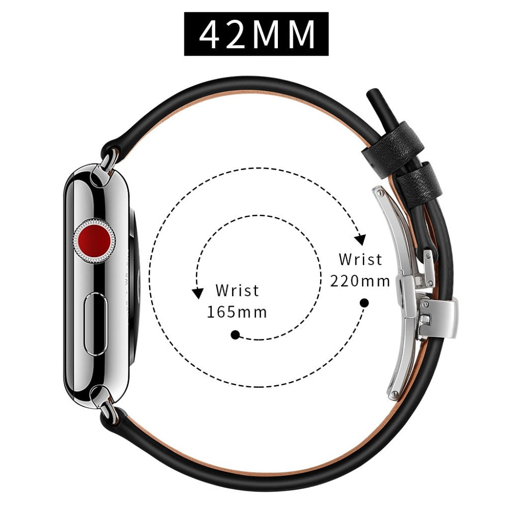  Apple Watch Series 5 44mm / Apple Watch 44mm Ægte læder Rem - Sort#serie_15