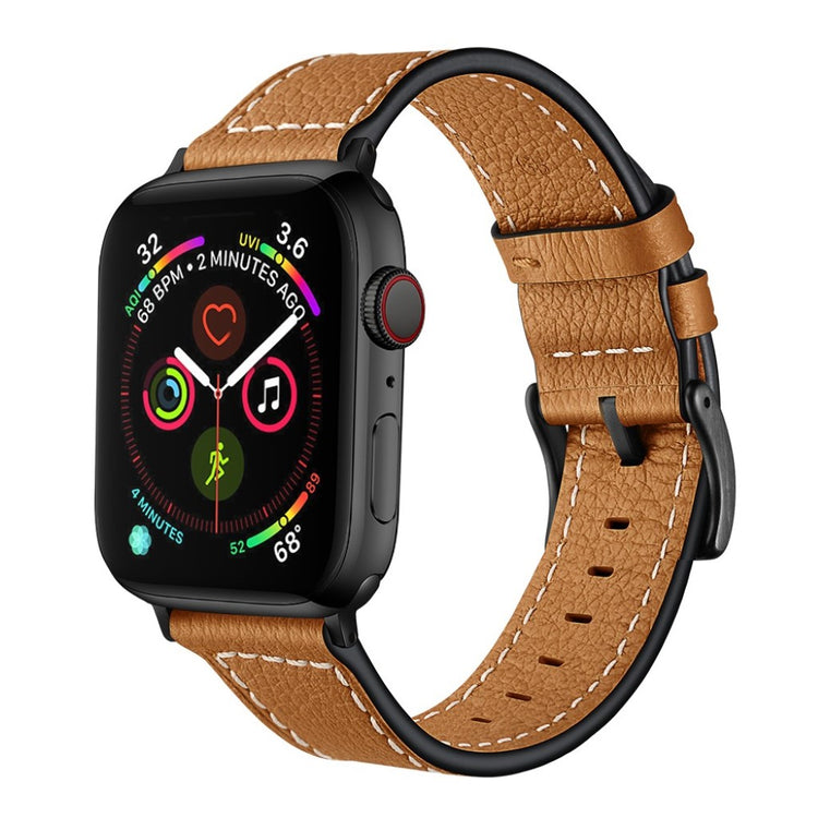  Apple Watch Series 5 44mm / Apple Watch 44mm Ægte læder Rem - Brun#serie_2