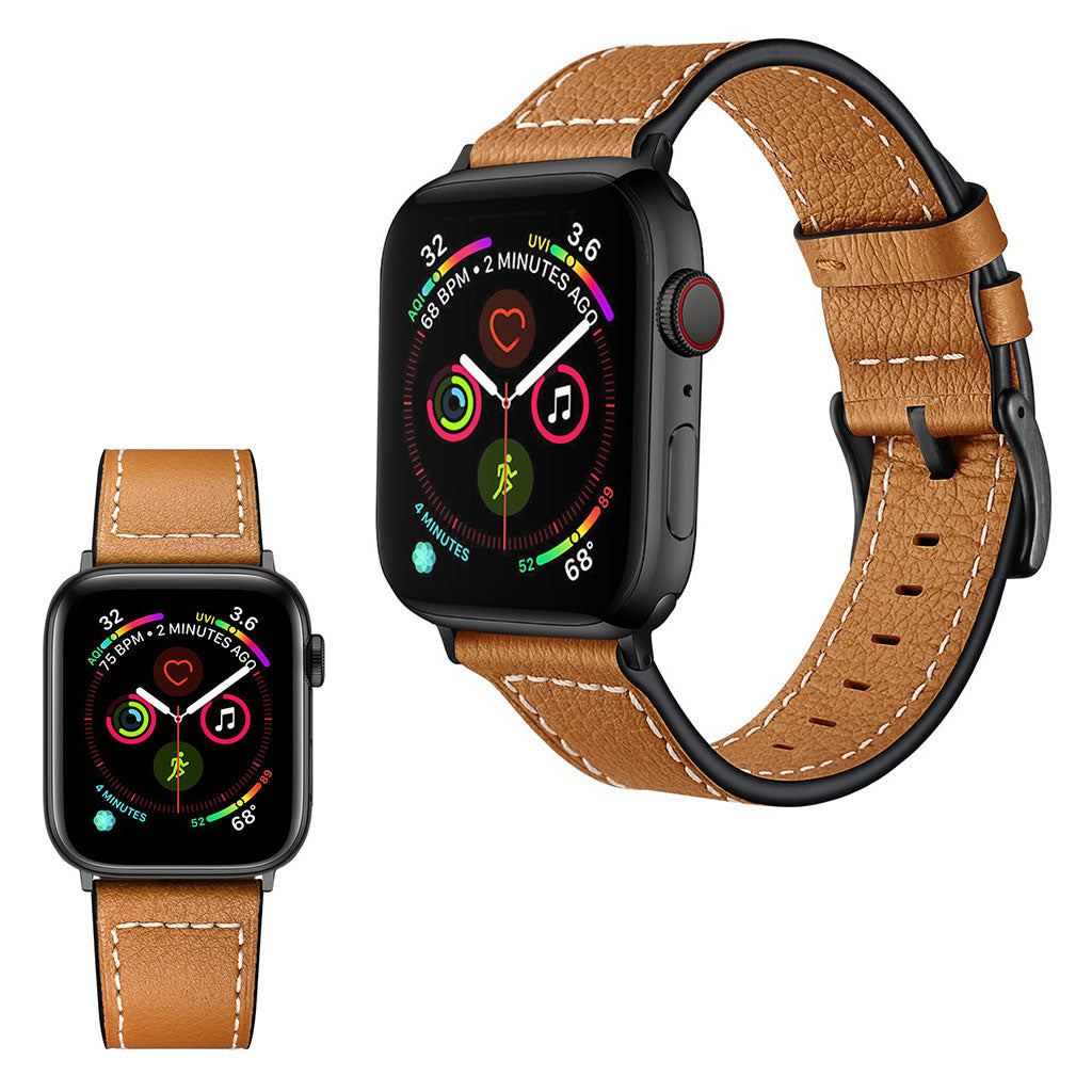  Apple Watch Series 5 44mm / Apple Watch 44mm Ægte læder Rem - Brun#serie_2