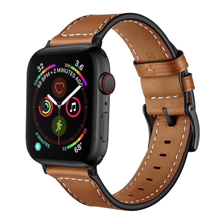  Apple Watch Series 5 44mm / Apple Watch 44mm Ægte læder Rem - Brun#serie_3