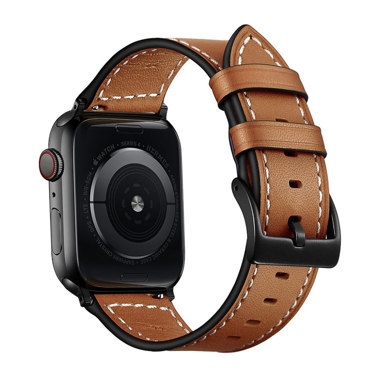  Apple Watch Series 5 44mm / Apple Watch 44mm Ægte læder Rem - Brun#serie_3