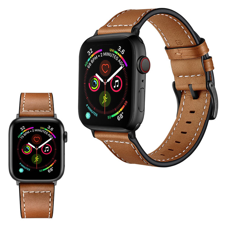  Apple Watch Series 5 44mm / Apple Watch 44mm Ægte læder Rem - Brun#serie_3