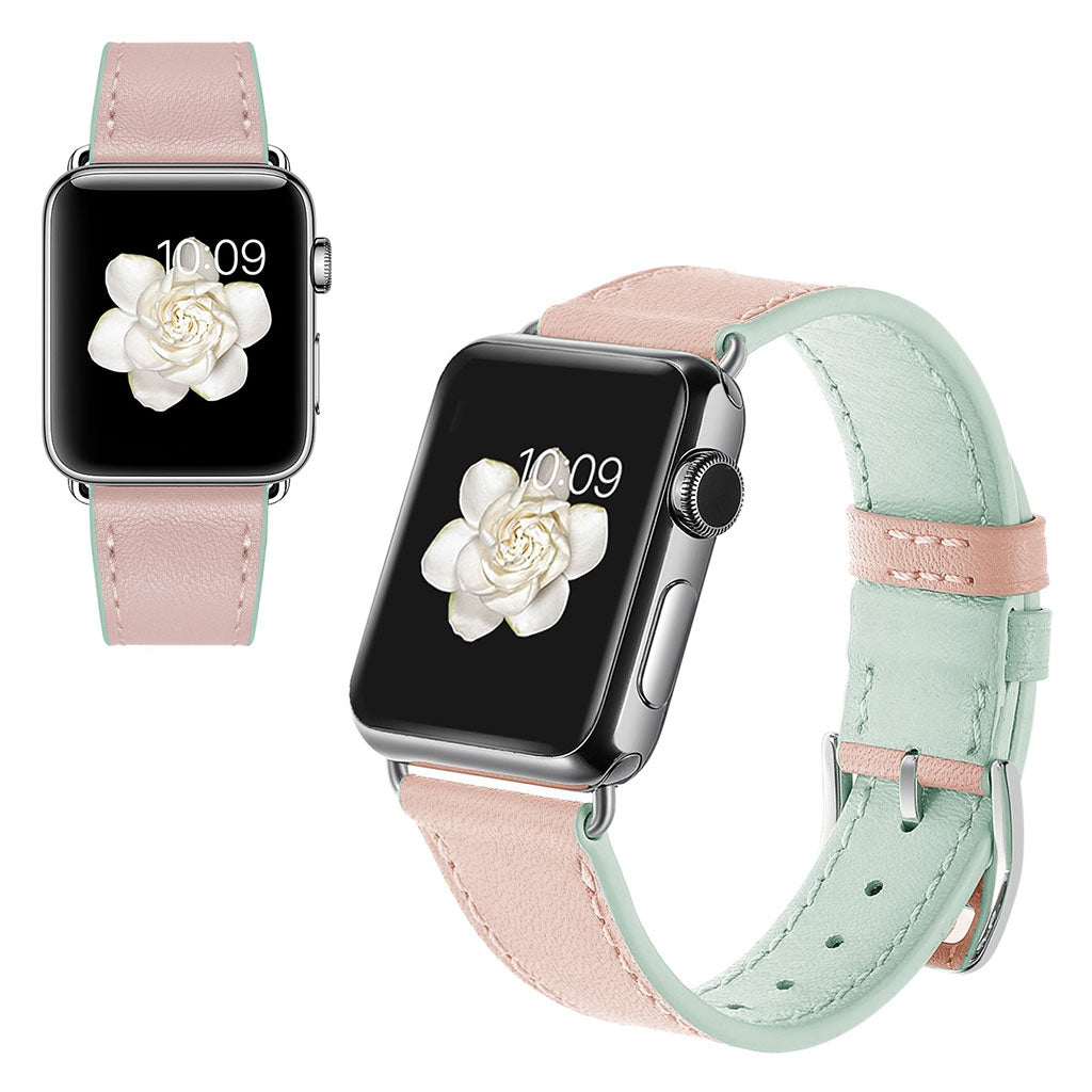  Apple Watch Series 5 44mm / Apple Watch 44mm Ægte læder Rem - Pink#serie_2