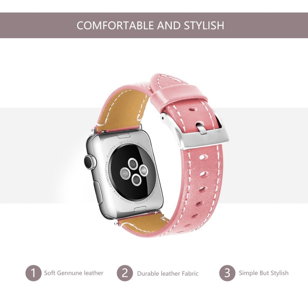 Mega hårdfør Universal Apple Ægte læder Rem - Pink#serie_4