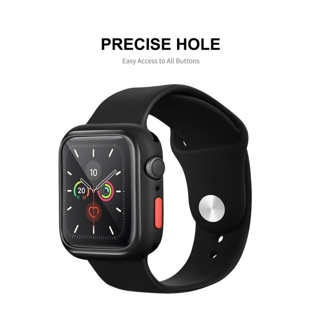 Alle Tiders Apple Watch Series 6 44mm / Apple Watch Series 5 44mm Cover med Skærmbeskytter i Silikone og Hærdet Glas - Sort#serie_1