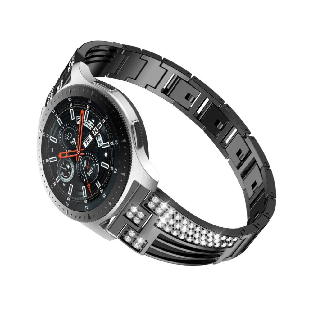  Samsung Gear S3 / Samsung Galaxy Watch (42mm) Metal og Rhinsten Rem - Sort#serie_1