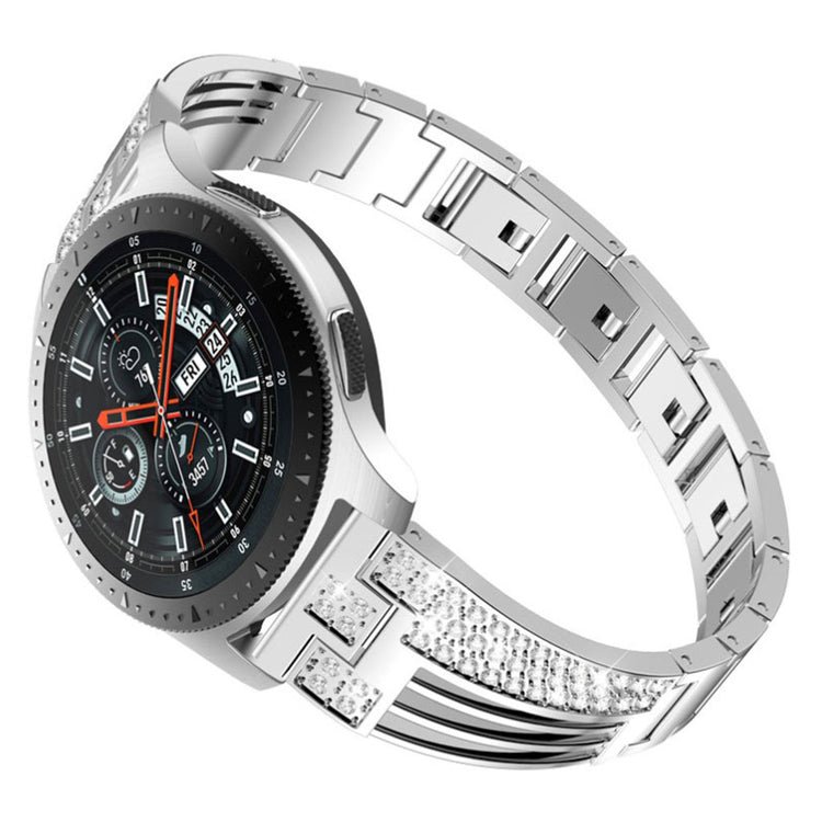  Samsung Gear S3 / Samsung Galaxy Watch (42mm) Metal og Rhinsten Rem - Sølv#serie_2