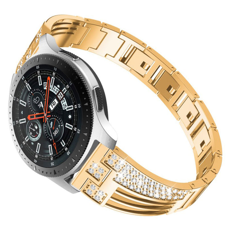  Samsung Gear S3 / Samsung Galaxy Watch (42mm) Metal og Rhinsten Rem - Guld#serie_5