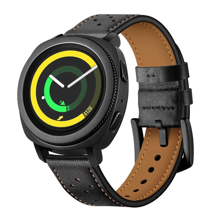 Super smuk Samsung Gear Sport Ægte læder Rem - Sort#serie_2