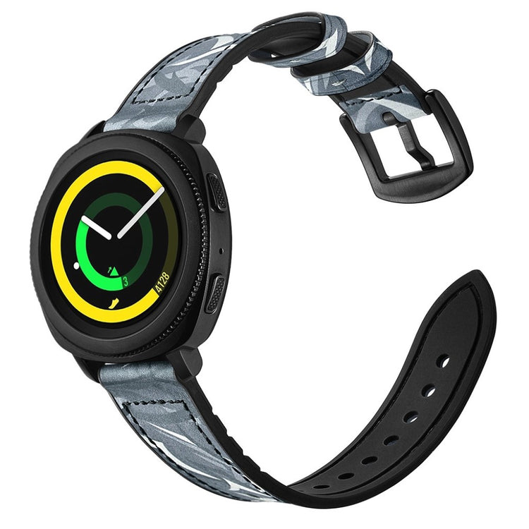 Super cool Samsung Gear Sport Ægte læder Rem - Sølv#serie_5