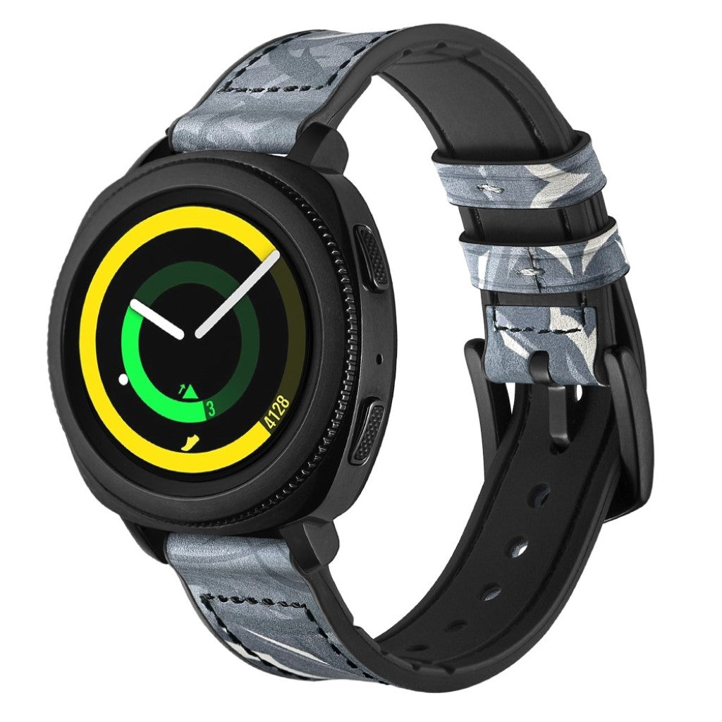 Super cool Samsung Gear Sport Ægte læder Rem - Sølv#serie_5