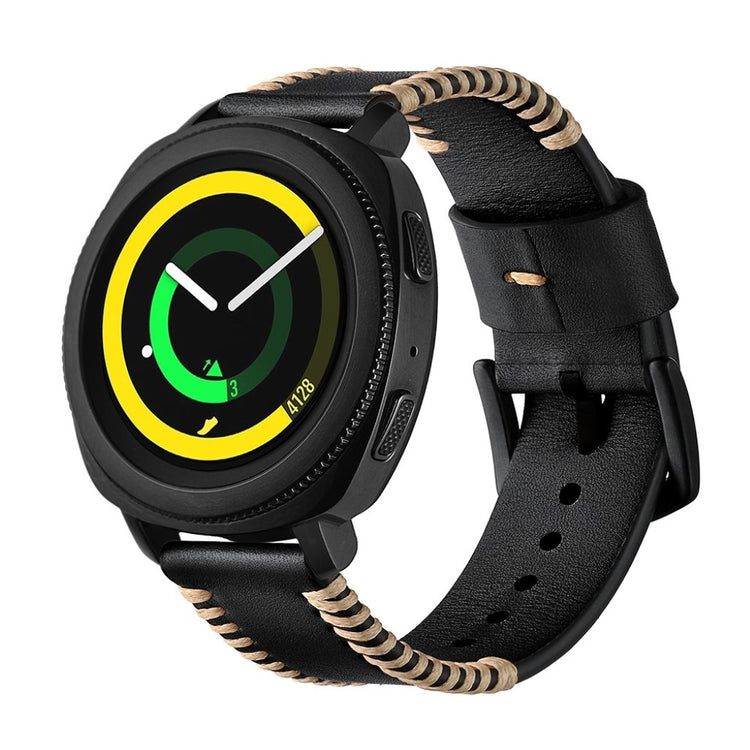 Vildt fantastisk Samsung Gear Sport Ægte læder Rem - Sort#serie_1