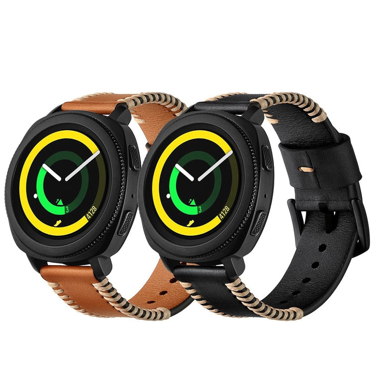 Vildt fantastisk Samsung Gear Sport Ægte læder Rem - Sort#serie_1