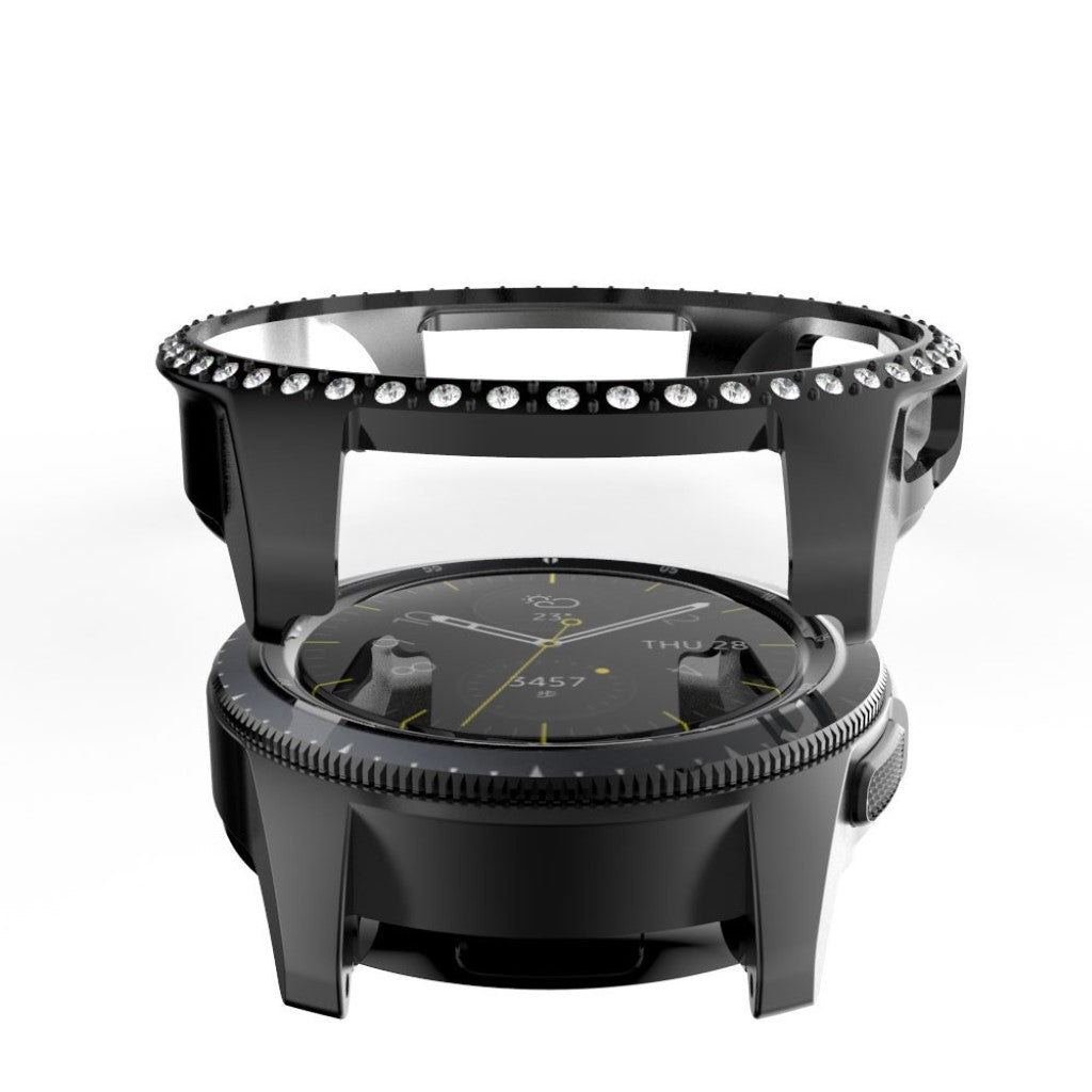 Fed Samsung Galaxy Watch (42mm) Plastik og Rhinsten Cover - Sort#serie_1