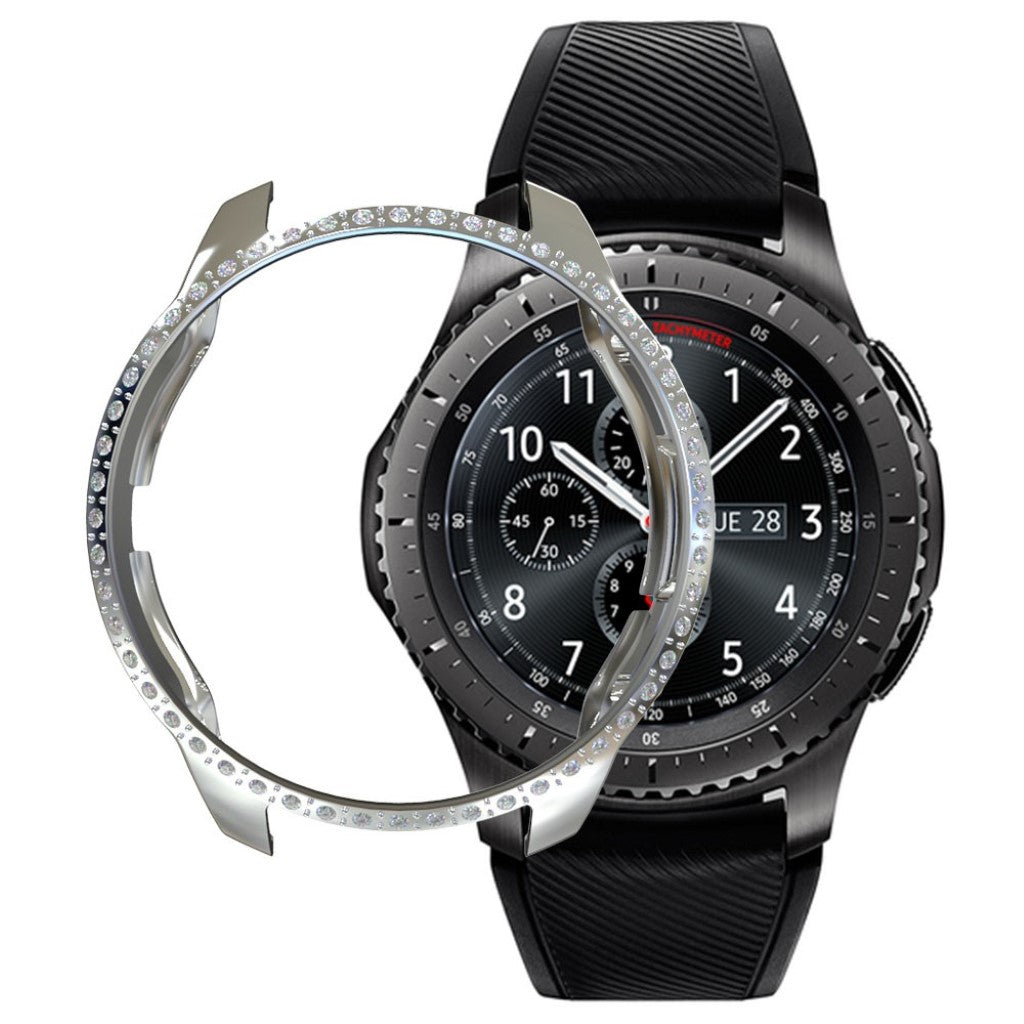 Fed Samsung Galaxy Watch (42mm) Plastik og Rhinsten Cover - Sølv#serie_2