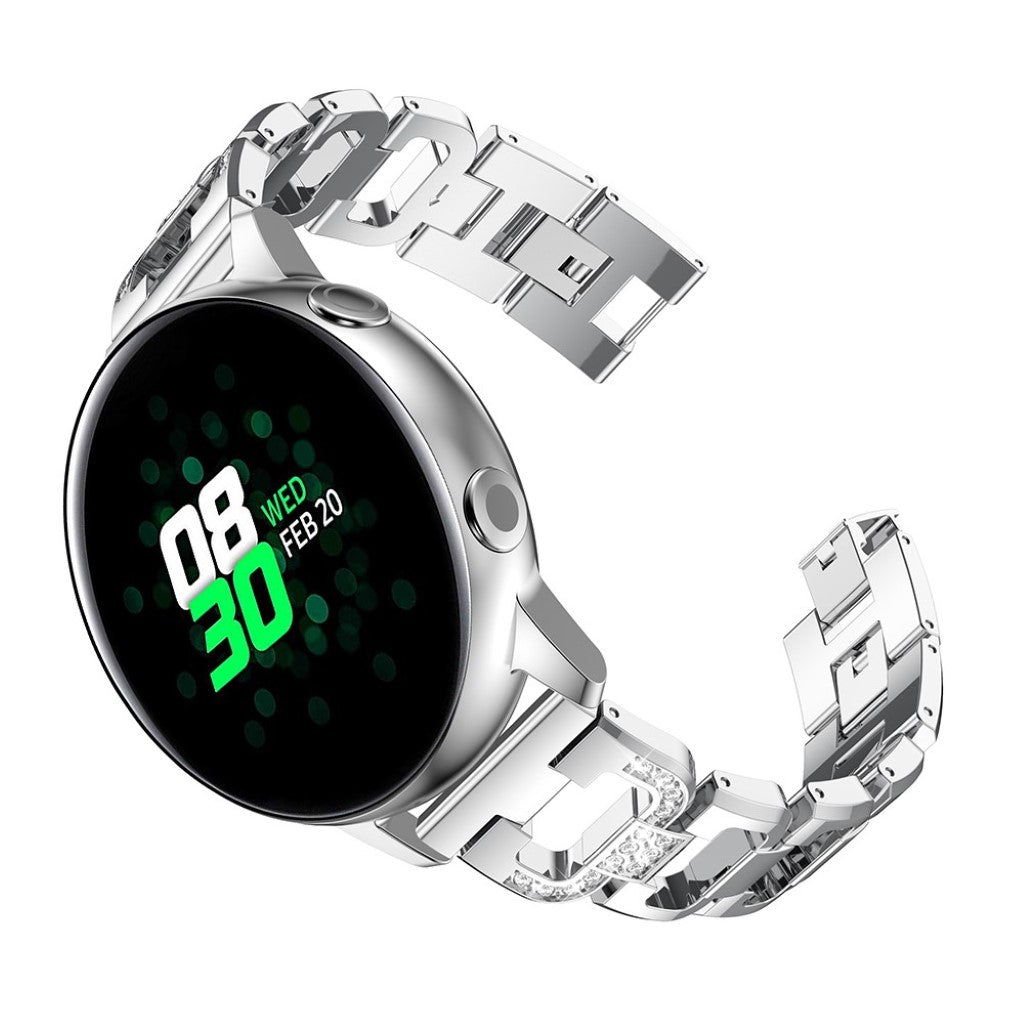 Cool Samsung Galaxy Watch Active Metal og Rhinsten Rem - Sølv#serie_2