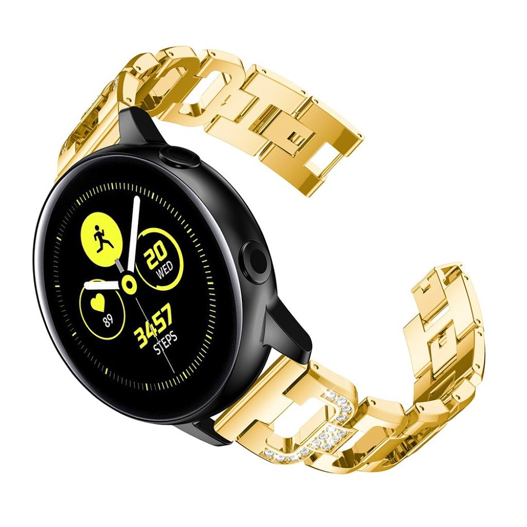 Cool Samsung Galaxy Watch Active Metal og Rhinsten Rem - Guld#serie_4