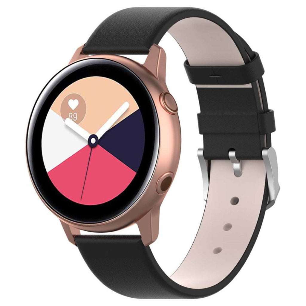 Mega smuk Samsung Galaxy Watch Active Ægte læder Rem - Sort#serie_1