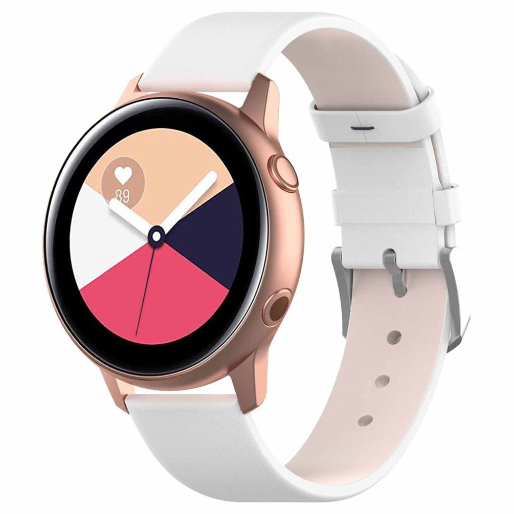 Mega smuk Samsung Galaxy Watch Active Ægte læder Rem - Hvid#serie_2