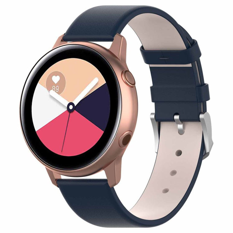 Mega smuk Samsung Galaxy Watch Active Ægte læder Rem - Blå#serie_4