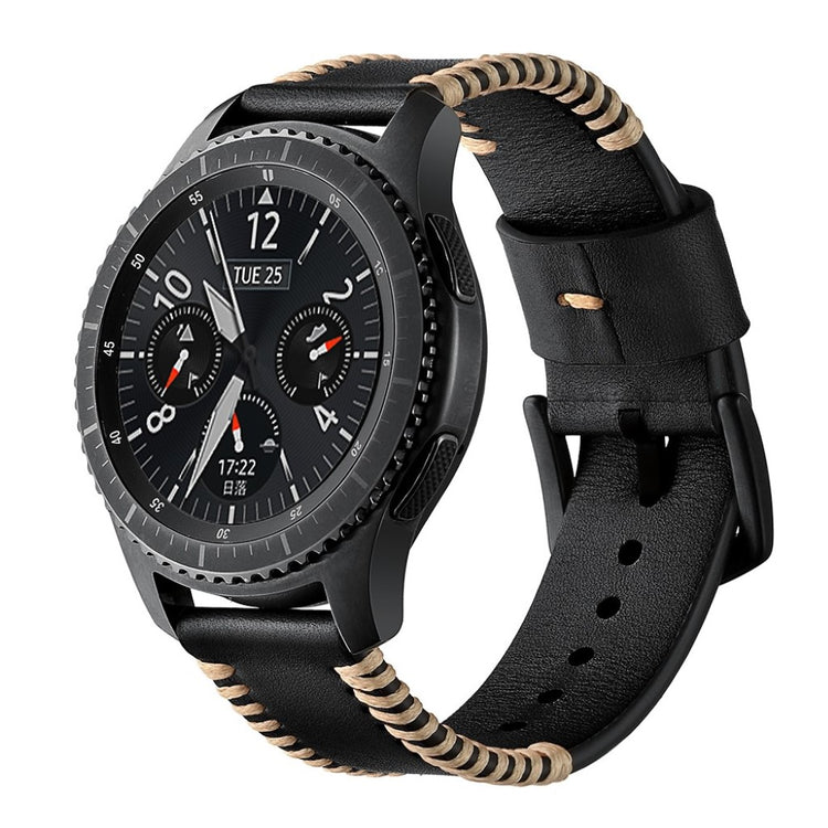 Meget godt Samsung Gear S3 Frontier Ægte læder Rem - Sort#serie_1